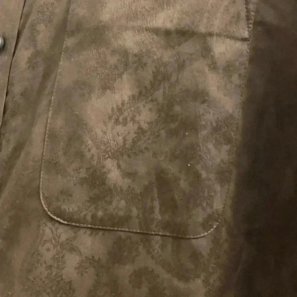 Mens Structure button up long sleeve with pocket in brown with a paisley design - Picture 6 of 10